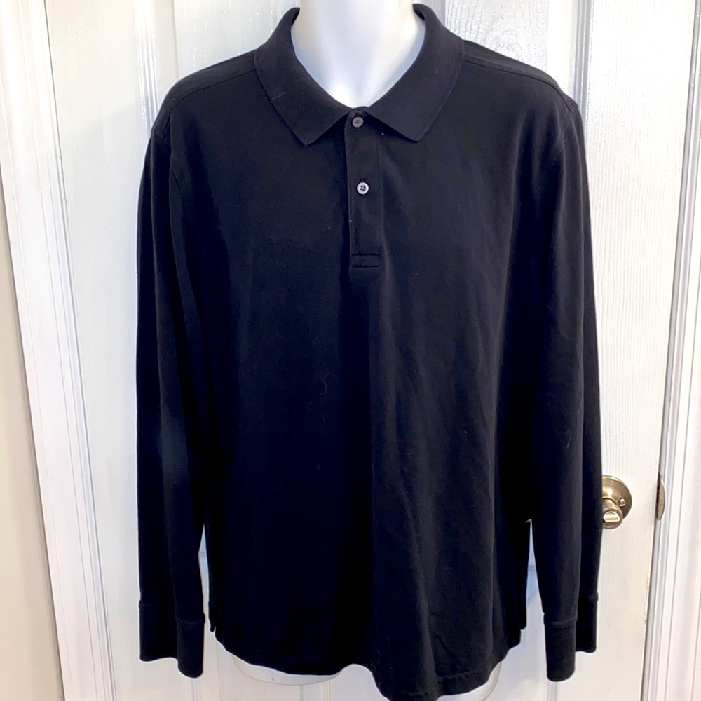 UNTUCKit Men’s Pima Cotton Black Long Sleeved Polo Short Size XL